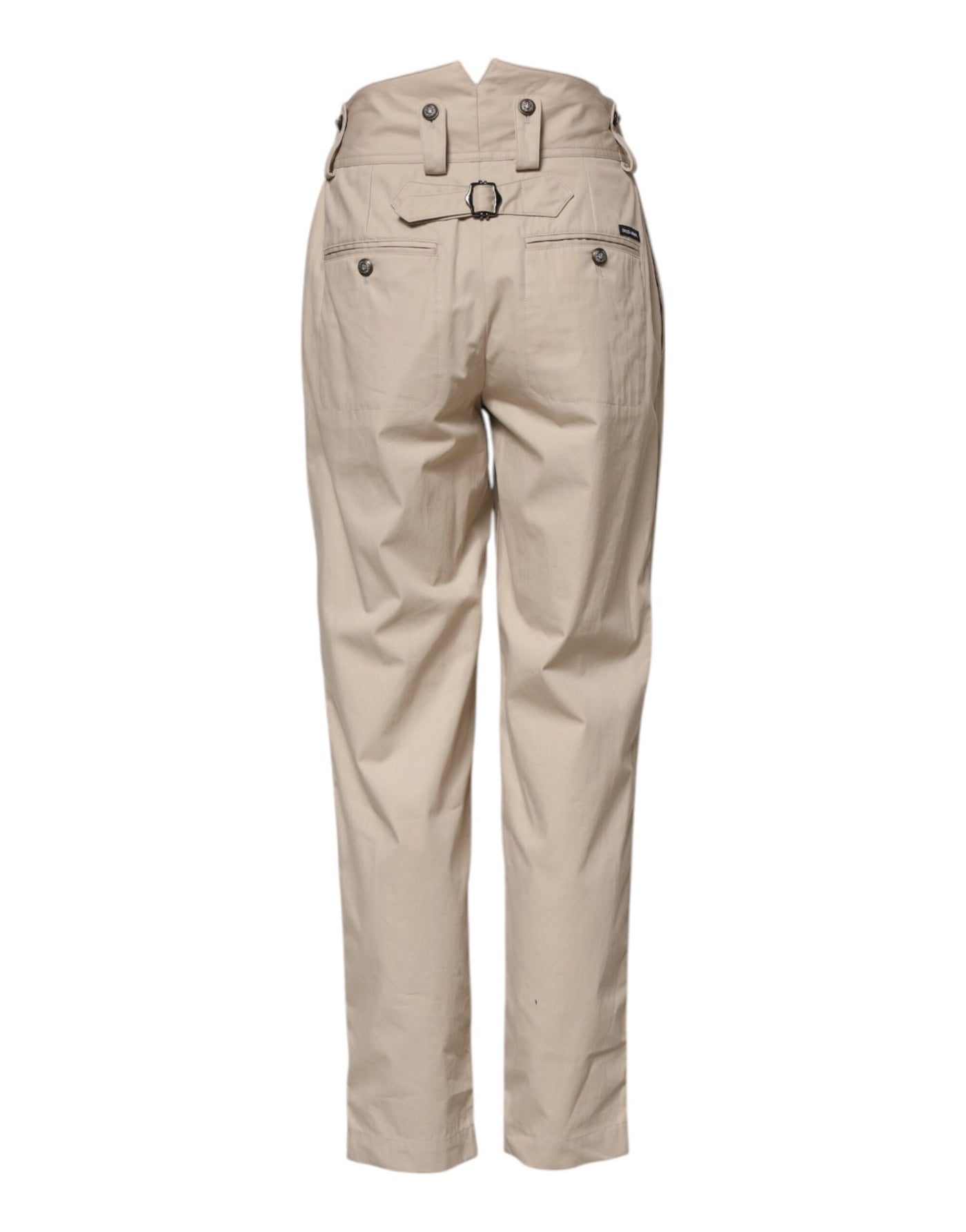 Pantalon taille haute en coton beige Dolce &amp; Gabbana
