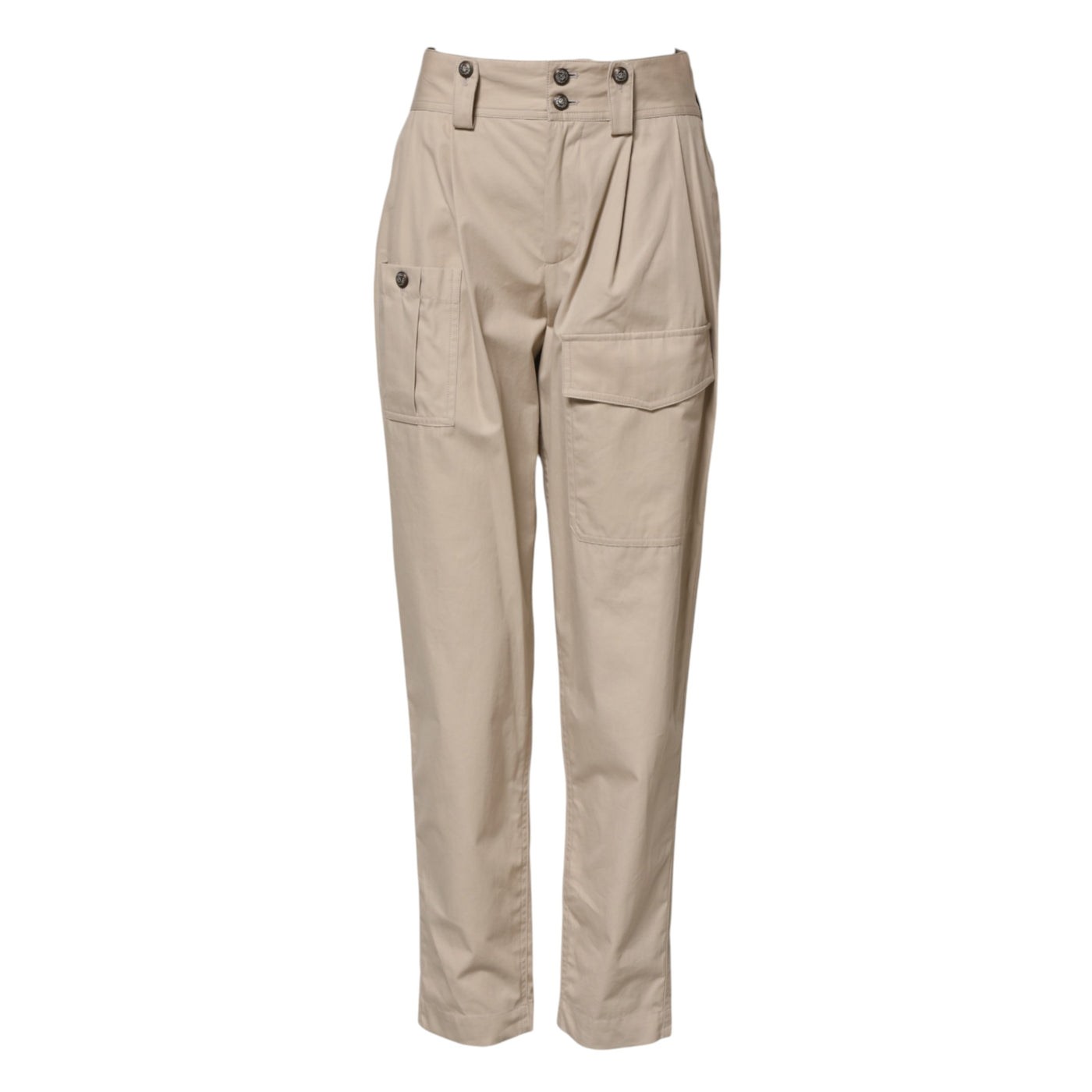 Pantalon taille haute en coton beige Dolce &amp; Gabbana