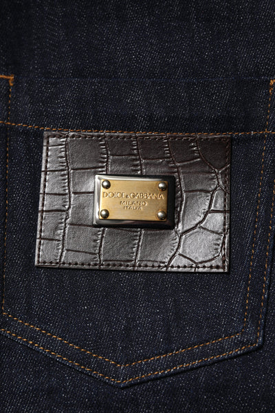 Jean évasé taille haute en coton bleu Dolce &amp; Gabbana 