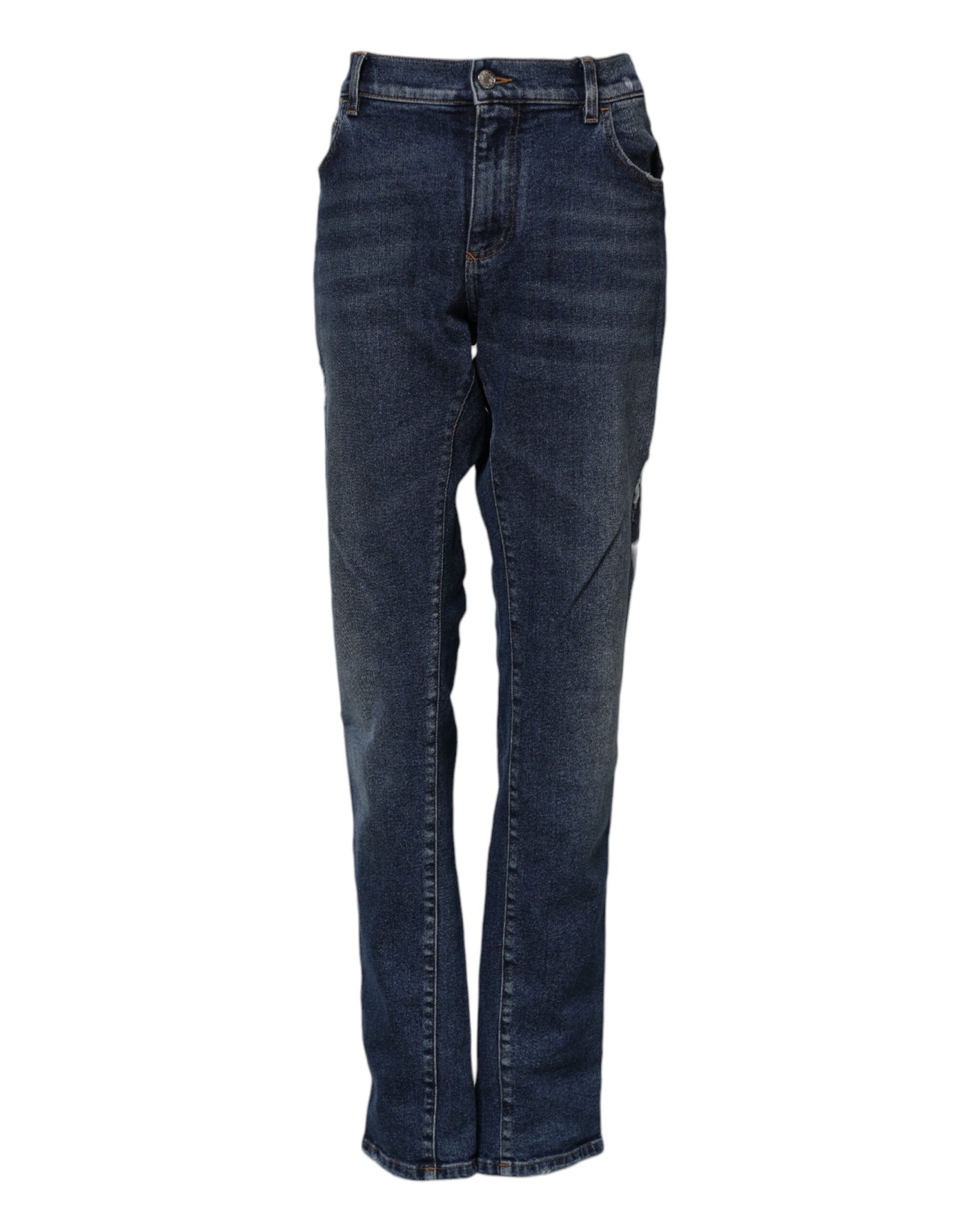 Jean droit taille moyenne en coton bleu Dolce &amp; Gabbana 
