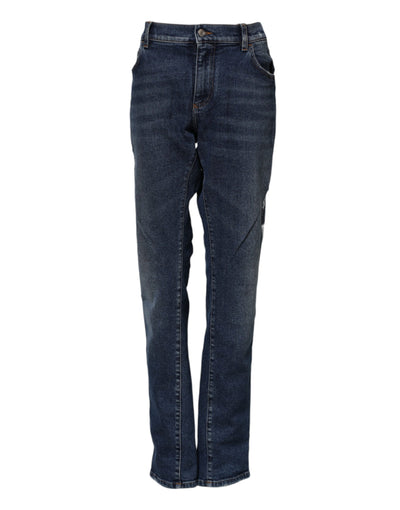 Jean droit taille moyenne en coton bleu Dolce &amp; Gabbana 