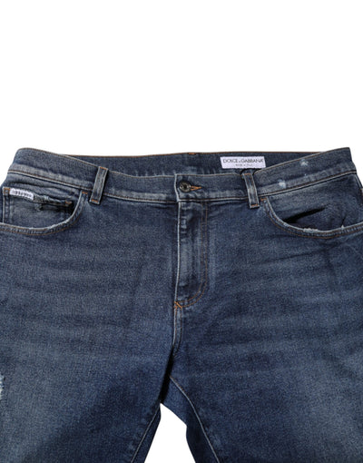 Jean droit taille moyenne en coton bleu Dolce &amp; Gabbana 