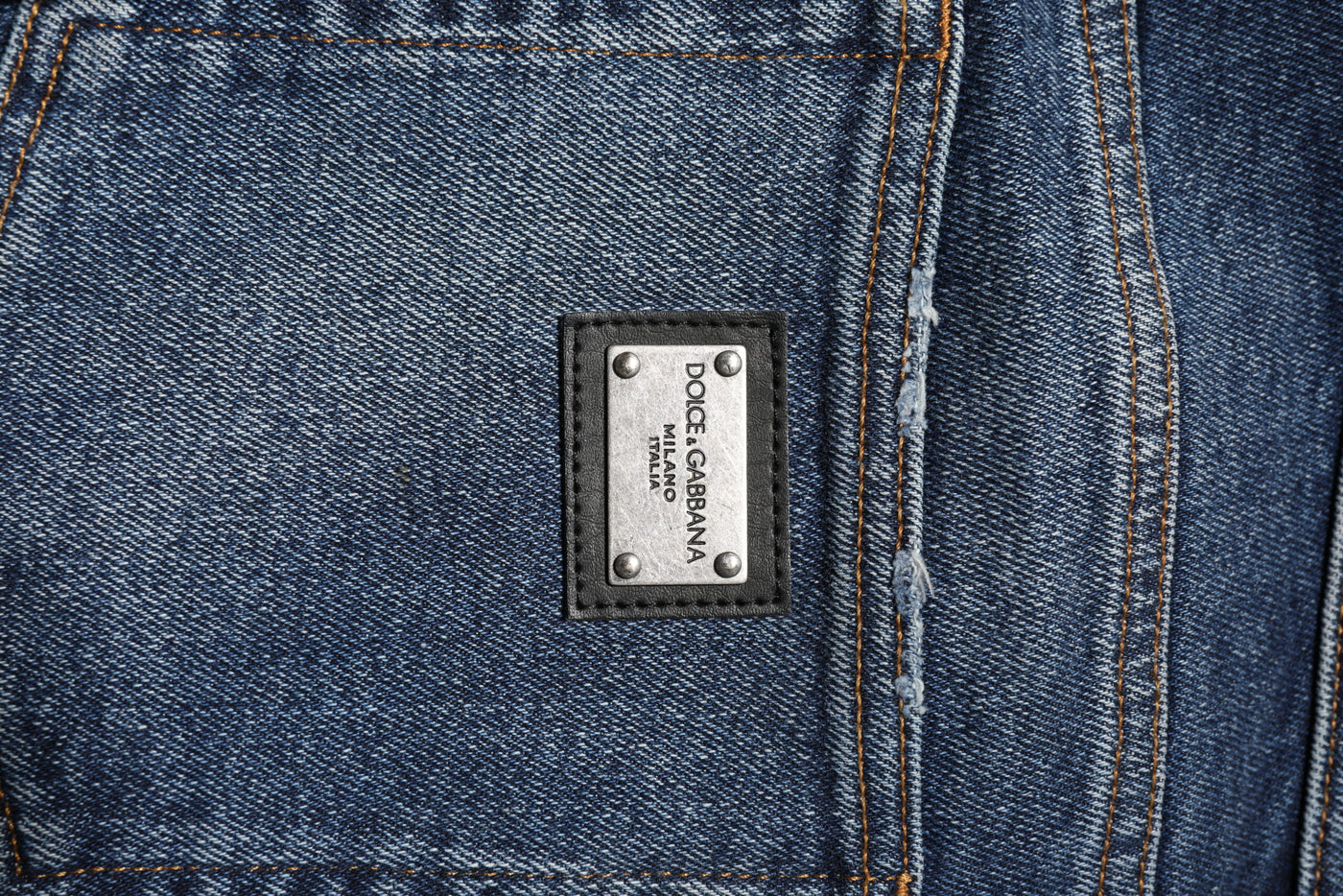 Jean droit taille moyenne en coton bleu Dolce &amp; Gabbana 