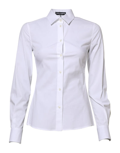 Dolce &amp; Gabbana Wit Katoenen Shirt met Lange Mouwen en Kraag