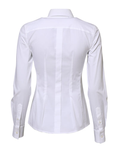 Dolce &amp; Gabbana Wit Katoenen Shirt met Lange Mouwen en Kraag