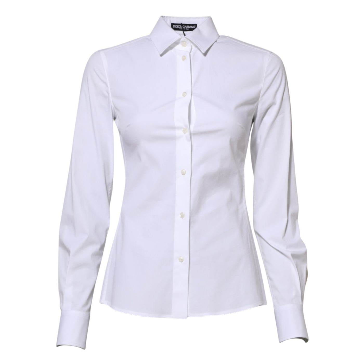 Dolce &amp; Gabbana Wit Katoenen Shirt met Lange Mouwen en Kraag