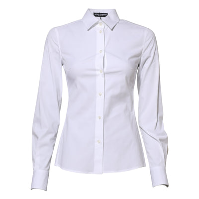 Dolce &amp; Gabbana Wit Katoenen Shirt met Lange Mouwen en Kraag