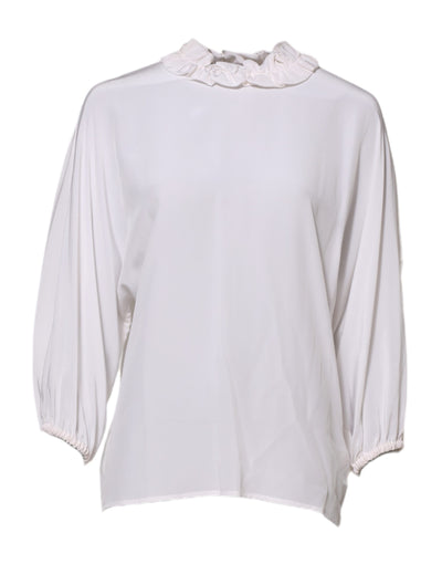 Dolce &amp; Gabbana Witte Blouse met Geplooide Halslijn en Pullover Top