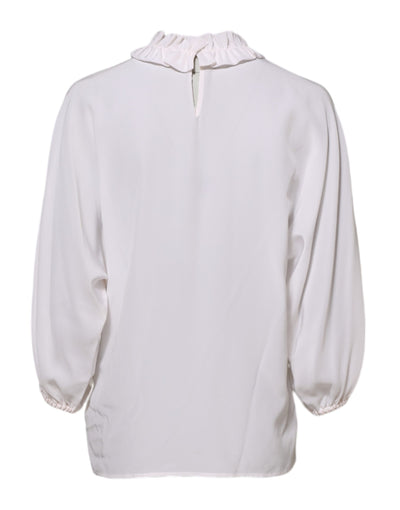Dolce &amp; Gabbana Witte Blouse met Geplooide Halslijn en Pullover Top