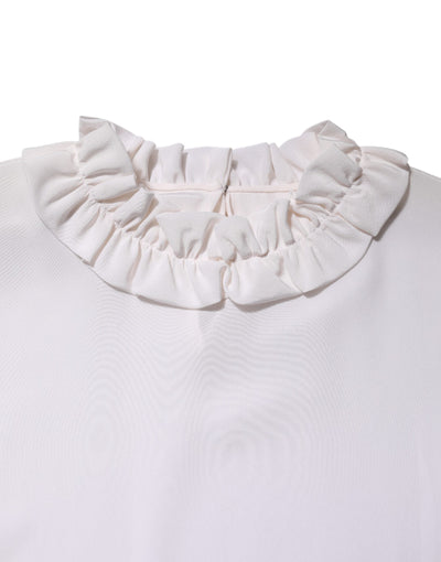 Dolce &amp; Gabbana Witte Blouse met Geplooide Halslijn en Pullover Top