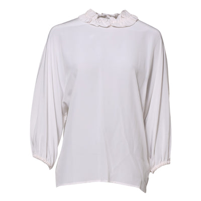 Dolce &amp; Gabbana Witte Blouse met Geplooide Halslijn en Pullover Top