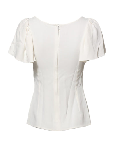 Dolce &amp; Gabbana Witte Blouse Top met Ronde Hals en Korte Mouwen