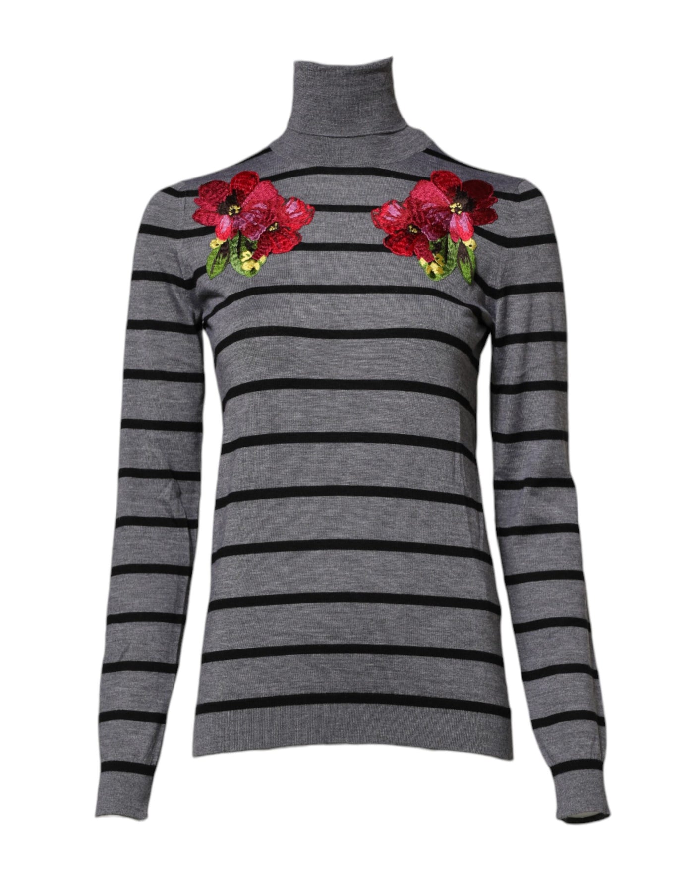 Pull-over Dolce &amp; Gabbana gris à broderies florales