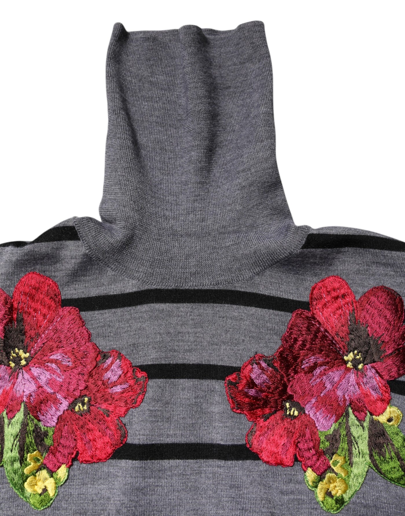 Pull-over Dolce &amp; Gabbana gris à broderies florales