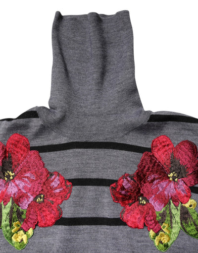 Pull-over Dolce &amp; Gabbana gris à broderies florales