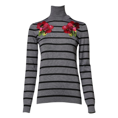 Pull-over Dolce &amp; Gabbana gris à broderies florales