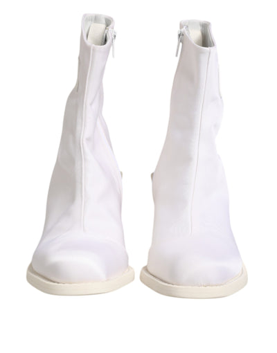 Maison Margiela witte enkellaarsjes met vierkante hak en rits