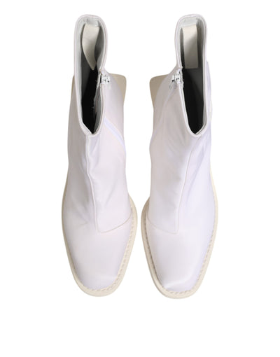Maison Margiela witte enkellaarsjes met vierkante hak en rits