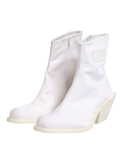 Maison Margiela witte enkellaarsjes met vierkante hak en rits