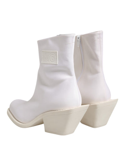 Maison Margiela witte enkellaarsjes met vierkante hak en rits
