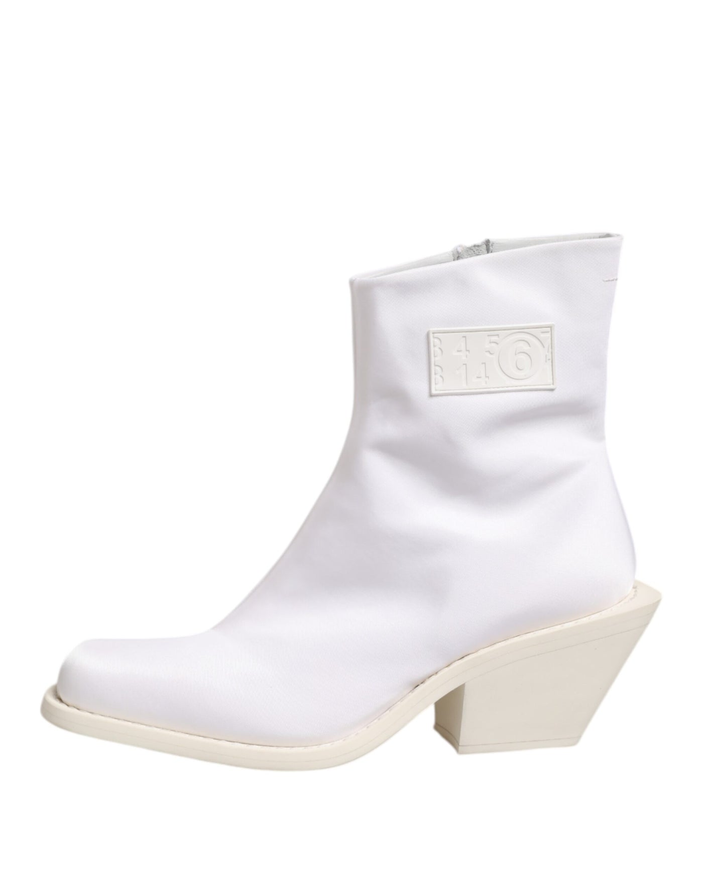 Maison Margiela witte enkellaarsjes met vierkante hak en rits