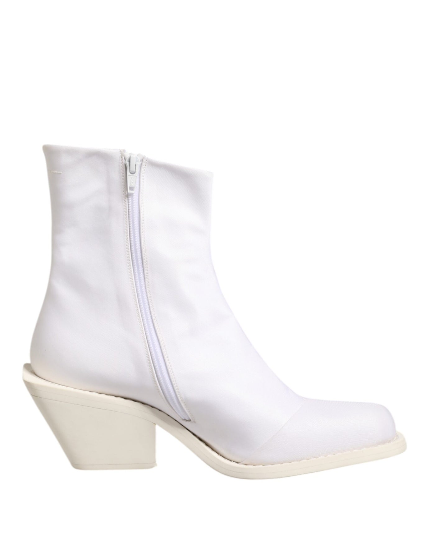 Maison Margiela witte enkellaarsjes met vierkante hak en rits