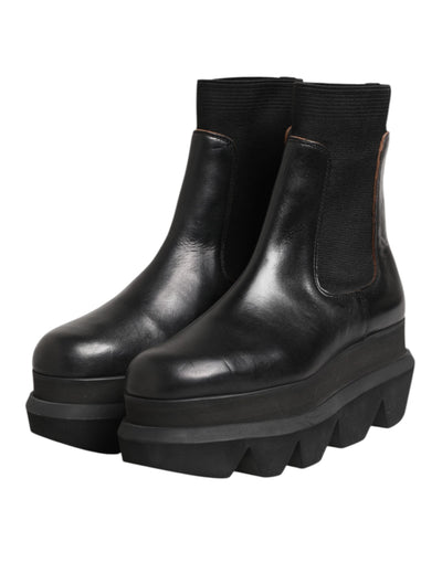 Bottines Chelsea noires en cuir Sacai pour femme