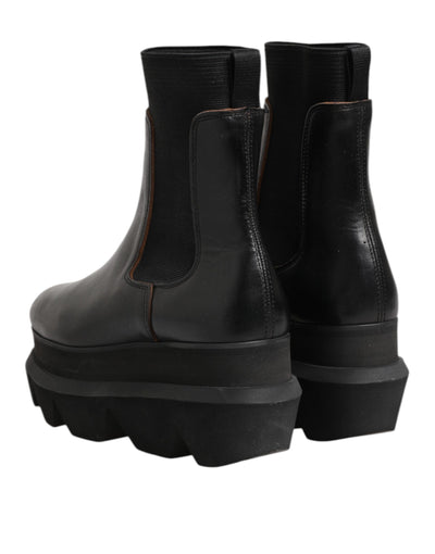 Bottines Chelsea noires en cuir Sacai pour femme
