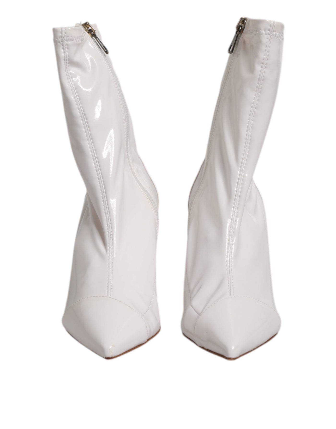 Elisabetta Franchi Witte Stiletto Hakken Halfhoge Laarzen