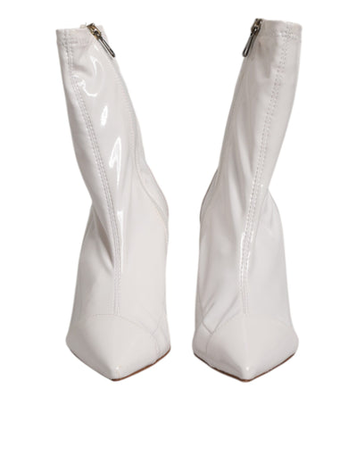 Elisabetta Franchi Witte Stiletto Hakken Halfhoge Laarzen