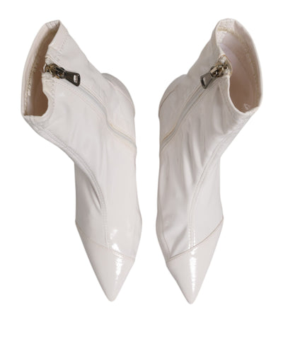 Elisabetta Franchi Witte Stiletto Hakken Halfhoge Laarzen