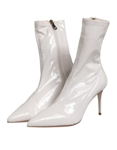Elisabetta Franchi Witte Stiletto Hakken Halfhoge Laarzen