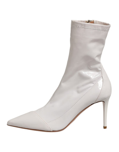 Elisabetta Franchi Witte Stiletto Hakken Halfhoge Laarzen