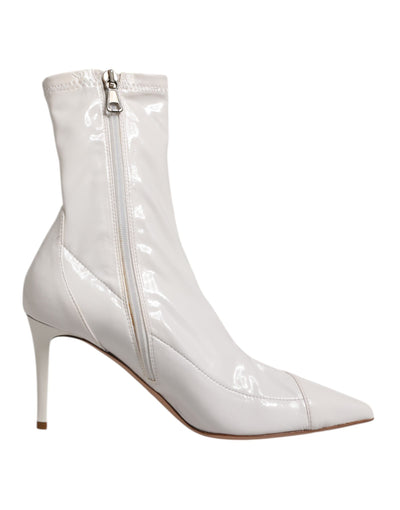 Elisabetta Franchi Witte Stiletto Hakken Halfhoge Laarzen
