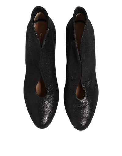 Escarpins à talons aiguilles noirs métallisés Gianvito Rossi