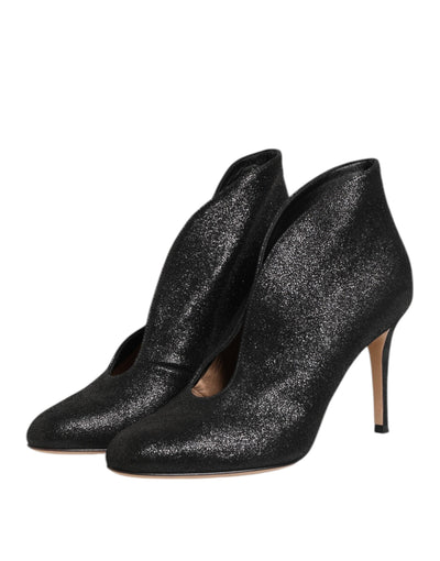 Escarpins à talons aiguilles noirs métallisés Gianvito Rossi