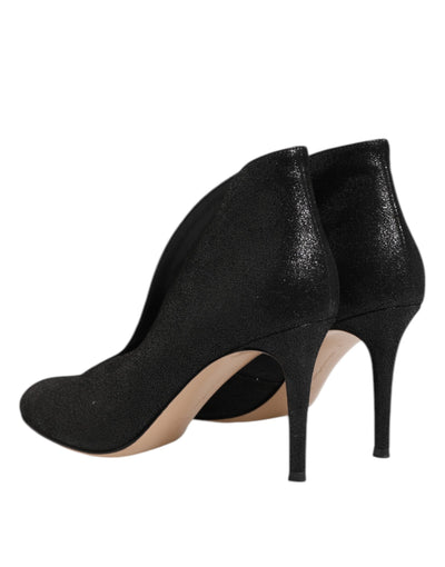 Escarpins à talons aiguilles noirs métallisés Gianvito Rossi