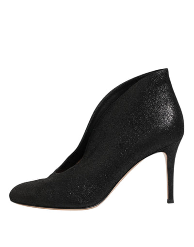 Escarpins à talons aiguilles noirs métallisés Gianvito Rossi