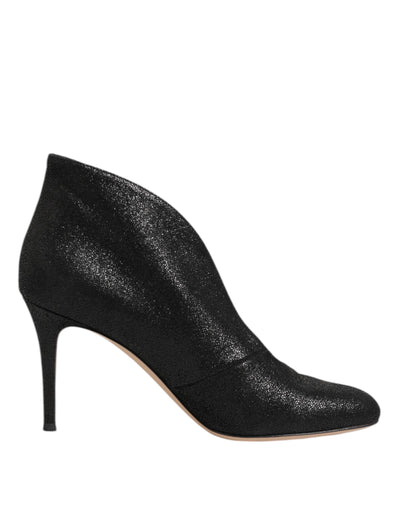 Escarpins à talons aiguilles noirs métallisés Gianvito Rossi