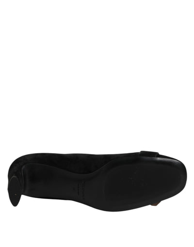 DEL CARLO Black Suede Leather Slip On High Heels Pump Shoes
