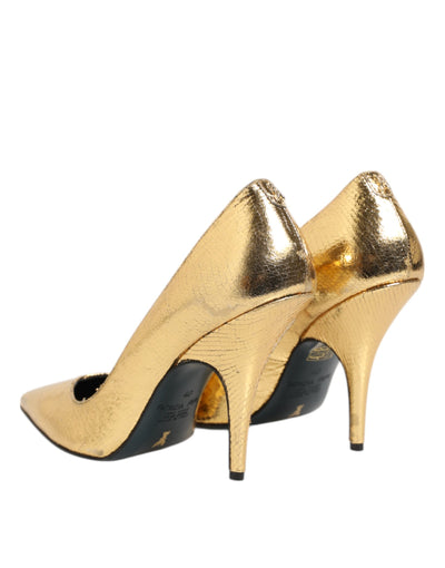 Patrizia Pepe Gold Patent Leather High Heels Pump Shoes
