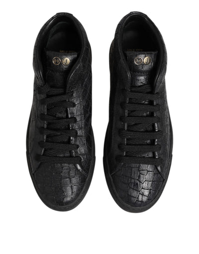 HIDE &amp; JACK Zwarte leren veterschoenen met middelhoge top