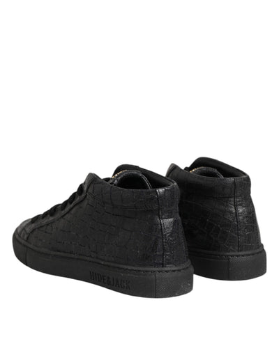 HIDE &amp; JACK Zwarte leren veterschoenen met middelhoge top