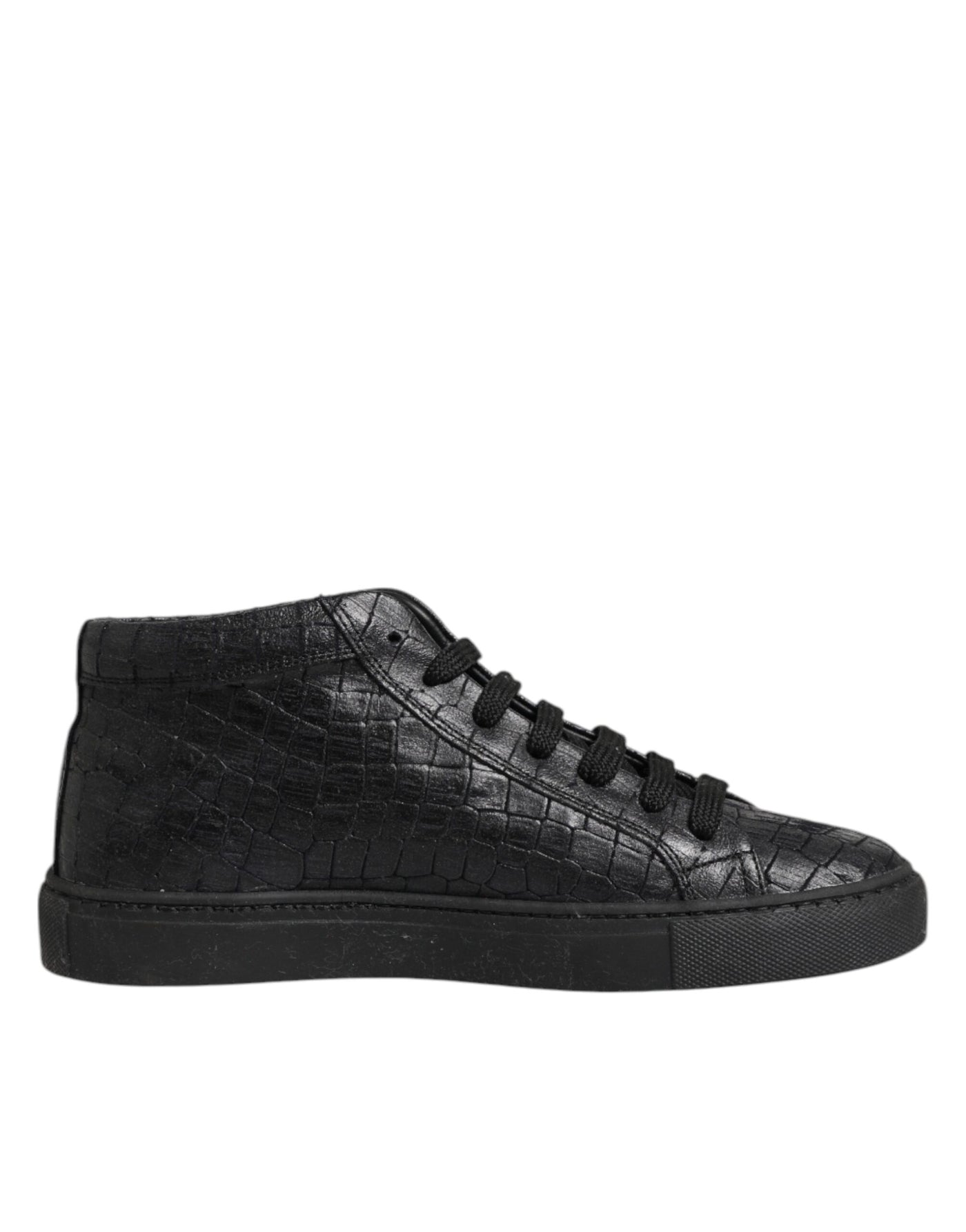HIDE &amp; JACK Zwarte leren veterschoenen met middelhoge top
