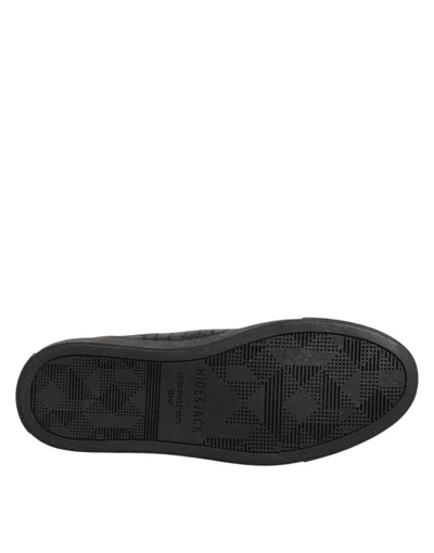 HIDE &amp; JACK Zwarte leren veterschoenen met middelhoge top