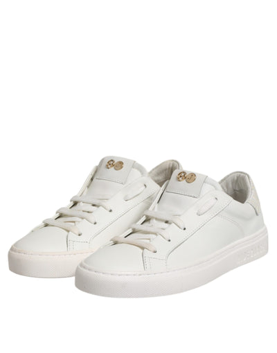 HIDE &amp; JACK Witte leren lage veterschoenen