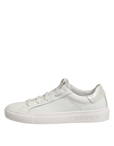 HIDE &amp; JACK Witte leren lage veterschoenen