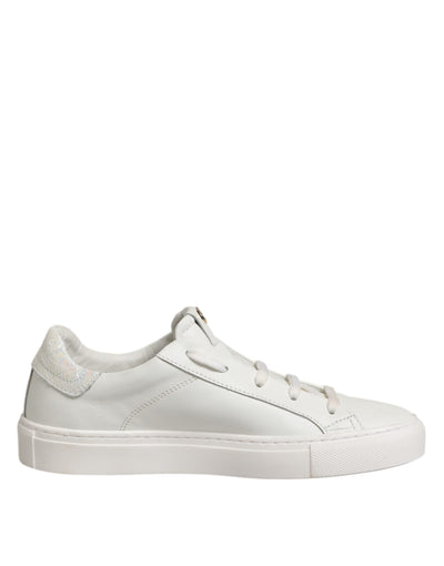 HIDE &amp; JACK Witte leren lage veterschoenen
