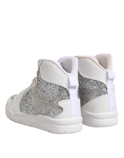 Chiara Ferragni Witte Zilveren Hoge Top Dames Sneakers Schoenen
