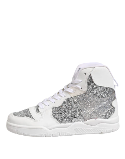 Chiara Ferragni Witte Zilveren Hoge Top Dames Sneakers Schoenen